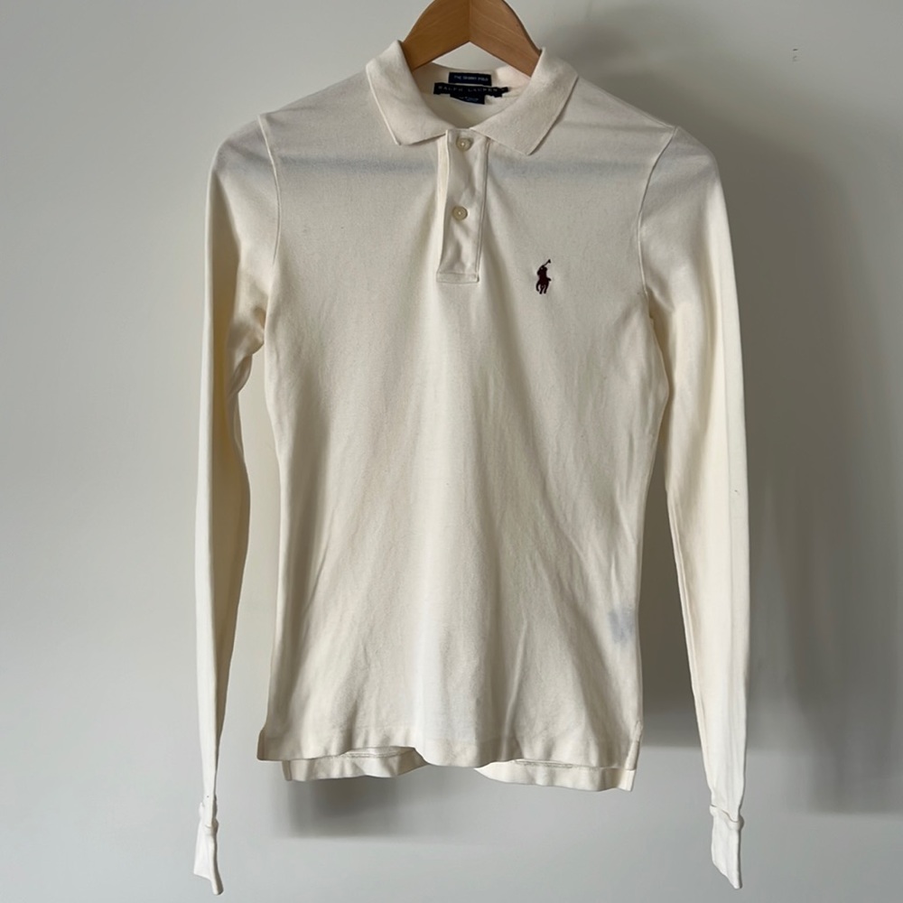 Ralph Lauren The Skinny Long-sleeve Polo - cream color Size S
